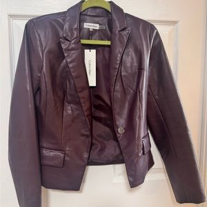 NWT Calvin Klein faux leather jacket size 4, purple color